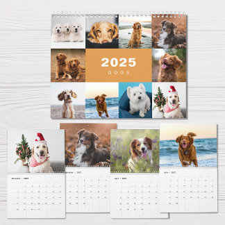 Dogs Photo Collage Modern 2025 Calendar