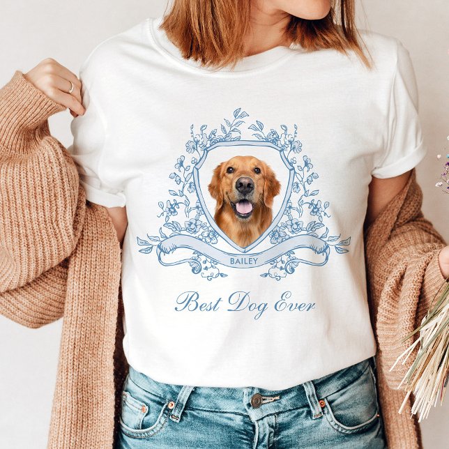 Dog's Photo in a Chinoiserie Crest | Best Dog Ever T-Shirt (Creator Uploaded)