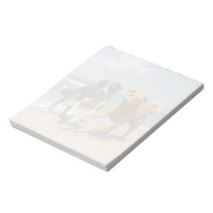 Dogs playing at the beach notepad