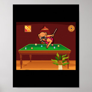 Dogs Playing Billiard Pool Billiards Player Dog Lo Poster