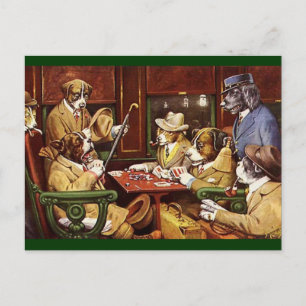 Dogs Playing Cards postcard