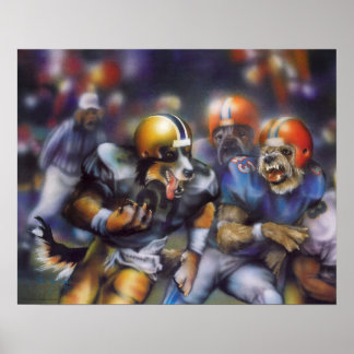 Dogs Playing Football Poster