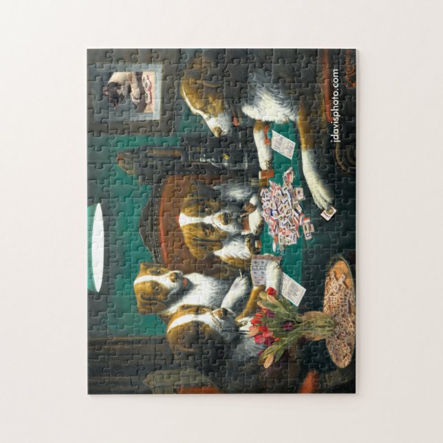 Dogs Playing Mah Jongg Jigsaw Puzzle (Vertical)