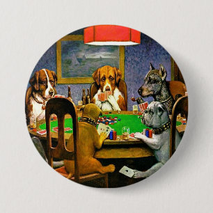 Dogs Playing Poker 7.5 Cm Round Badge