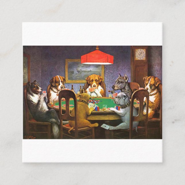 Dogs Playing Poker A Friend In Need Square Business Card (Front)