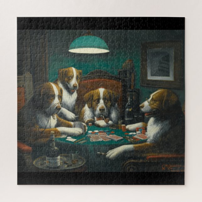 Dogs Playing Poker art by Marcellus Coolidge Jigsaw Puzzle (Vertical)
