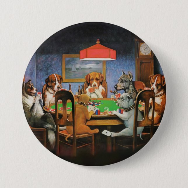 Dogs Playing Poker by C.M. Coolidge 7.5 Cm Round Badge (Front)