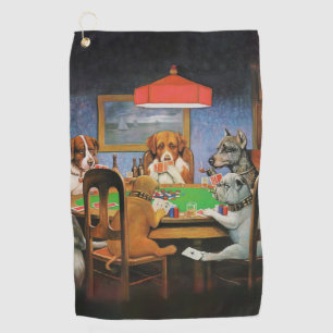 Dogs Playing Poker by C.M. Coolidge Golf Towel