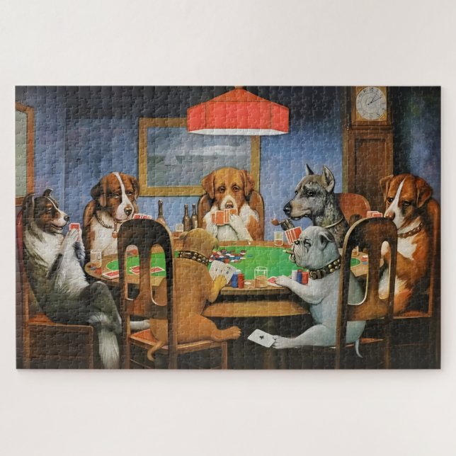Dogs Playing Poker by Cassius Marcellus Coolidge's Jigsaw Puzzle (Horizontal)