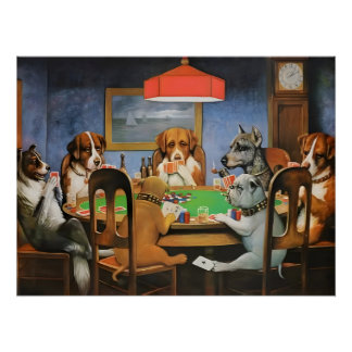 Dogs Playing Poker by Cassius Marcellus Coolidge's Poster