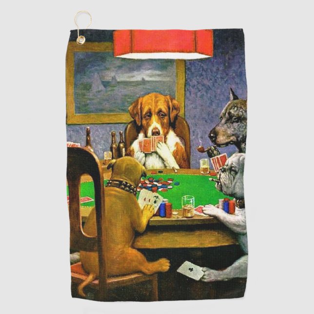 Dogs Playing Poker Golf Towel (Front)