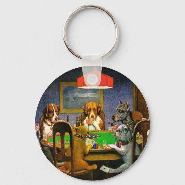 Dogs Playing Poker Key Ring (Front)