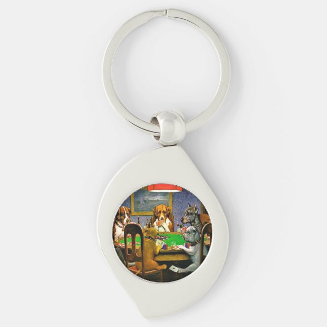 Dogs Playing Poker Key Ring (Front)
