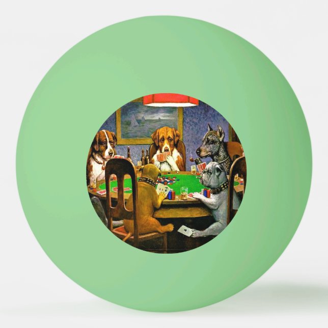 Dogs Playing Poker Ping Pong Ball (Front)