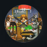 Dogs Playing Poker Round Clock<br><div class="desc">Dogs playing poker,  famous painting by C.M. Coolidge,  1903.</div>