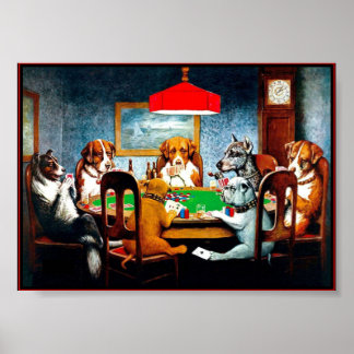 DOGS PLAYING POKER  Vintage C M Coolidge Print