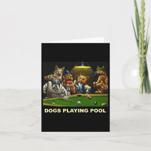 Dogs Playing Pool Art Work Puppies Snooker Pocket Card