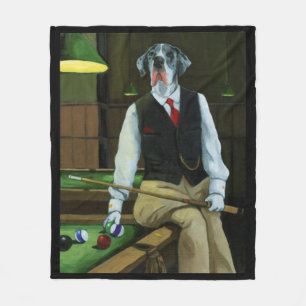 Dogs Playing Pool - Great Dane Fleece Blanket