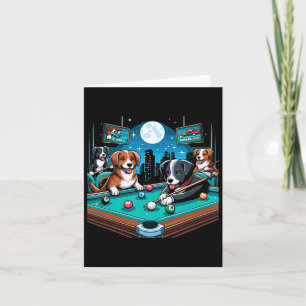 Dogs Playing Pool Table Billiards 8 Ball  Card