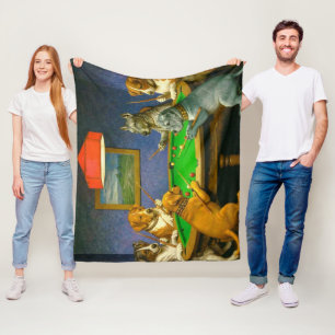 Dogs Playing Snooker Billiards Fun Spoof Fleece Blanket