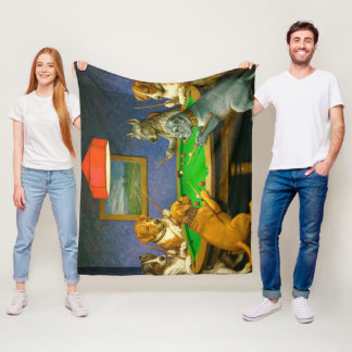 Dogs Playing Snooker Billiards Fun Spoof Fleece Blanket