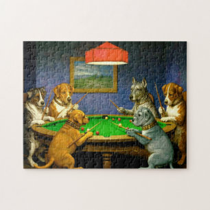 Dogs Playing Snooker Billiards Fun Spoof Jigsaw Puzzle