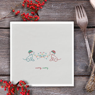 Dogs Playing with Christmas Lights Party Napkins