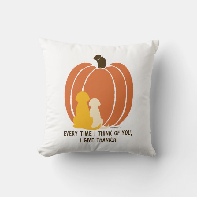 Dogs, Pumpkins, Gratitude Cushion (Front)