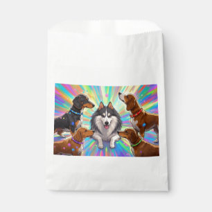 Dogs Puppies with rainbow background  Favour Bags