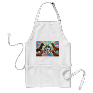 Dogs Puppies with rainbow background Standard Apron