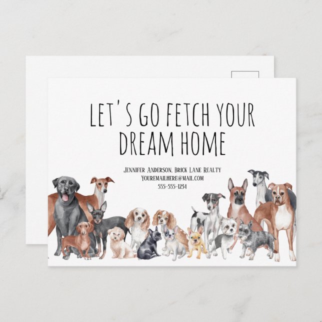 Dogs Real Estate Farming Marketing  Postcard (Front/Back)