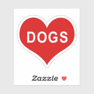 DOGS Red Love Heart Vinyl Sticker