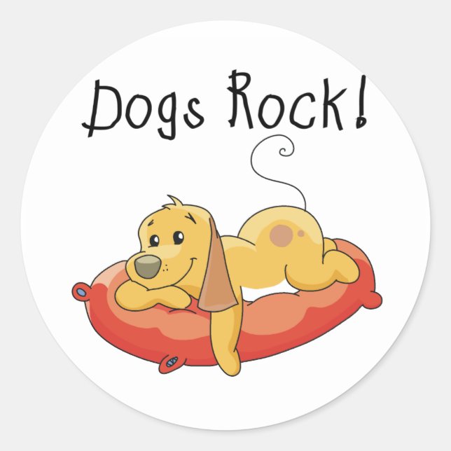 Dogs Rock Tshirts and Gifts Classic Round Sticker (Front)