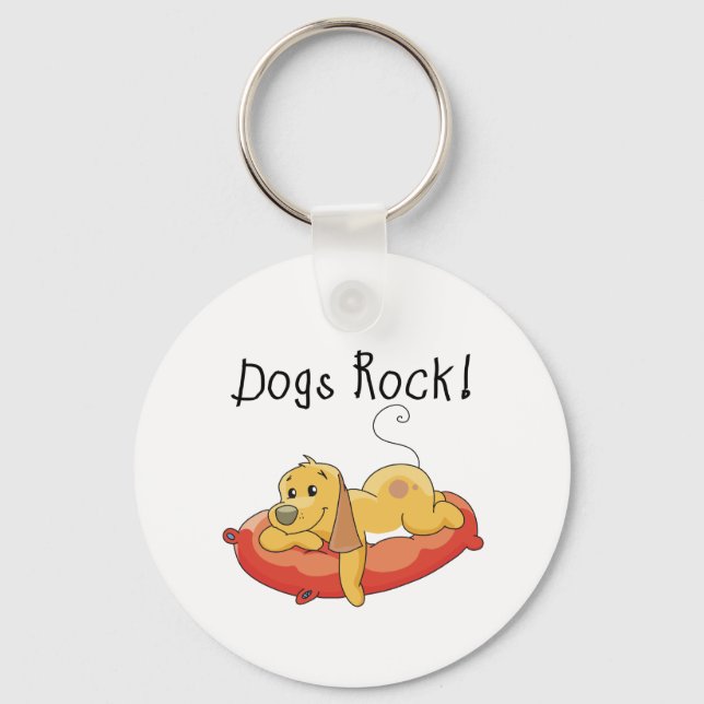 Dogs Rock Tshirts and Gifts Key Ring (Front)