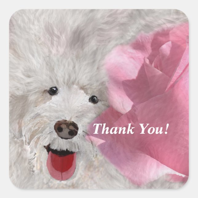 Dogs & Roses Square Sticker (Front)