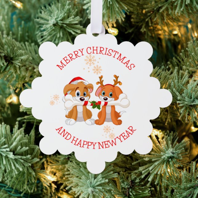 Dogs Santa and Reindeer  Tree Decoration Card (Insitu (Tree))
