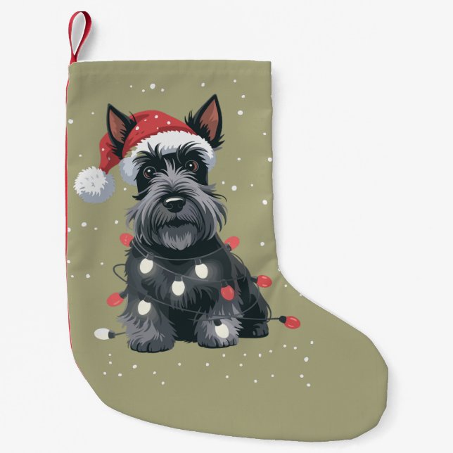 Dogs Scottie Scottish Terrier Christmas Dog Mum  Small Christmas Stocking (Front)