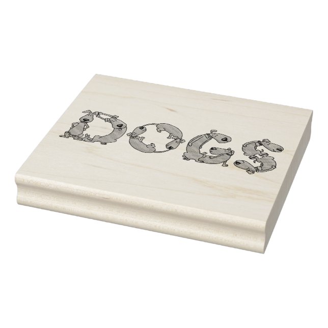 DOGS Spelled in Cute Funny Dog Letters Rubber Stamp (Stamp)