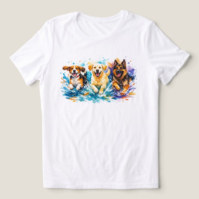 Dogs Splashing Tri-Blend Shirt (Design Front)