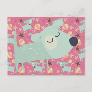 Dogs, Stars, and Flowers Postcard