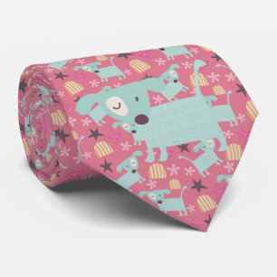 Dogs, Stars, and Flowers Tie