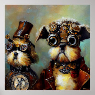 Dogs Steampunk Poster
