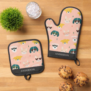 Dogs Sunglasses Glasses Oven Mitt & Pot Holder Set