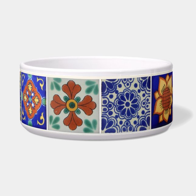 Dog's Talavera Tile Image on Feeding Ceramic Bowl (Front)