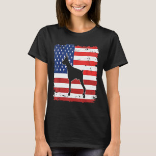 Dogs Vintage Doberman Pinscher Dog Us American Fla T-Shirt