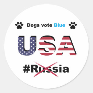 Dogs Vote Blue USA, not Russia, Liberal Resistance Classic Round Sticker