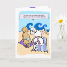 Dogs Wearing G-Strings Beach Funny Cartoon Card