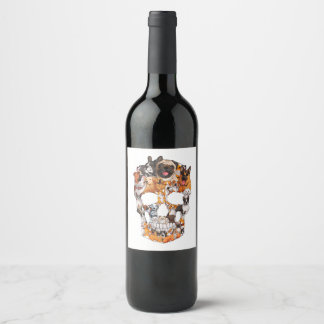 Dogs Wearing Ghost Costume Funny Dog Halloween  Wine Label