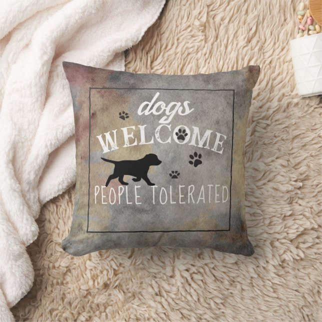dogs welcome people tolerated  distressed style cushion (Blanket)