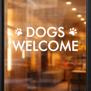 Dogs Welcome Window Decal   Dog Friendly Shop Cafe